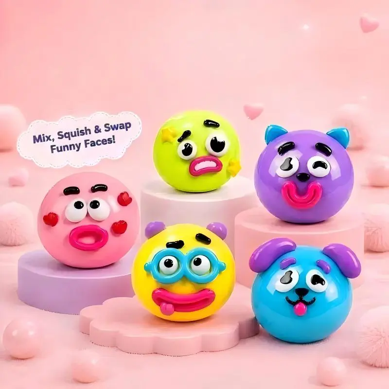 NEW Smushers Squishy Cutie Toys, Funny Dog Face Swappable Squishy, Cute Animal Squishy, Soft Moldable Anxiety Stress Relief Toy, Portable Sensory Fidget Toy, Party Favors