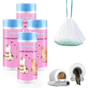 100 Count Self-Cleaning  Litter Box Liners Compatible With Pet Cove Automatic  Litter Box, 19" x 18" Drawstring Heavy Duty Kitty Litter Receptacles Bags Replacement Trash Bag