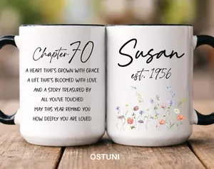 Personalized 70th Birthday Mug, 70th Birthday Gift For Her, Est 1956 Birthday Gift, Personalized 70th Birthday Name Coffee Cup (OS-NA4522)