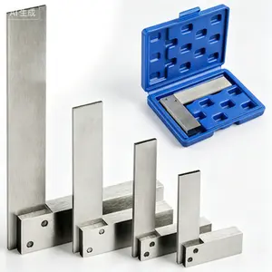 Precision 90 Degree Right Angle Ruler Set Hardened Steel Wide Base Engineer Square 4 Pieces Mini Machinist Tool Silver