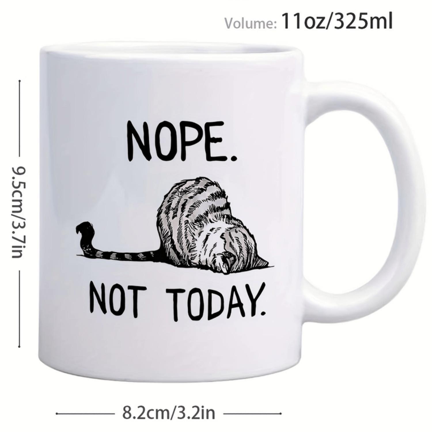 Humorous White Ceramic Coffee Mug Featuring Minimalist Cat Design and Bold Text Ideal for Cat Enthusiasts Home or Office Decor