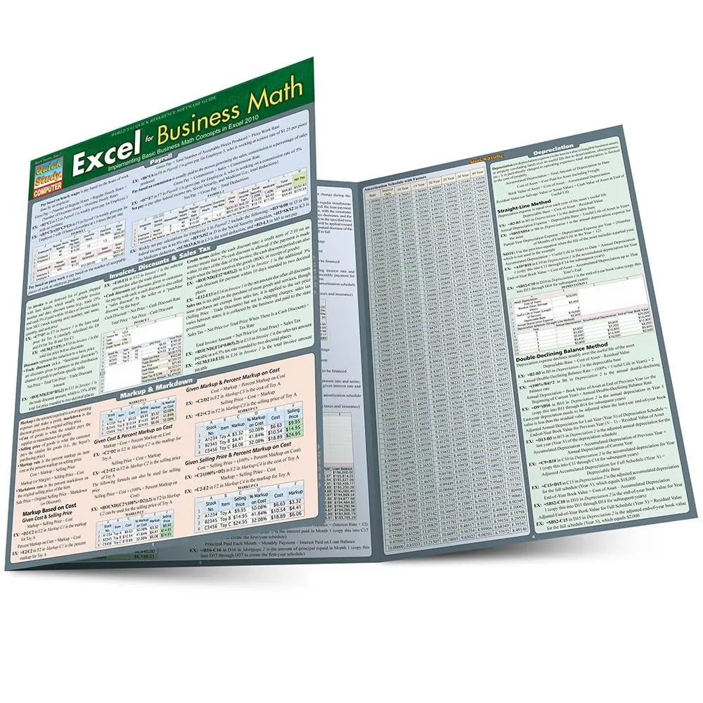 Excel For Business Math: a QuickStudy Laminated Reference Guide