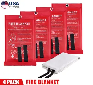 Emergency Fire Blanket  4 Pack - Easy and Simple to Use-Fiberglass Fire Suppression Blanket for Kitchen, 40" x 40" Fire Blanket for Home