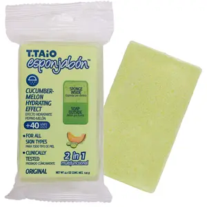 T.Taio Esponjabon Soap Sponge – 2-in-1 Cucumber & Melon Scented Exfoliating Shower Sponge Bath Personal body soap