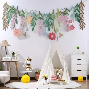 Double-Sided Wildflower Banner Garland, Colorful Waterproof Spring Floral Design, Perfect for Birthdays Weddings & Baby Showers Decor, Party Decoration Supplies