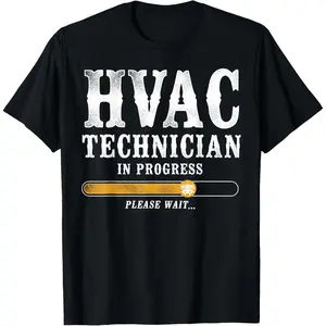 HVAC Technician Tech Vintage Hvac Technician In Progress Casual Short Sleeve Cotton T-Shirt