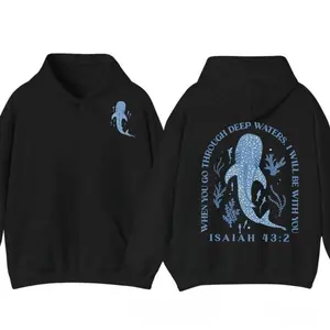 Whale Shark Tshirt Hoodie Beachy Shirt Jesus T-shirt Christian Ocean Cotton Pullover Hoodie Long Sleeve Graphic Tee