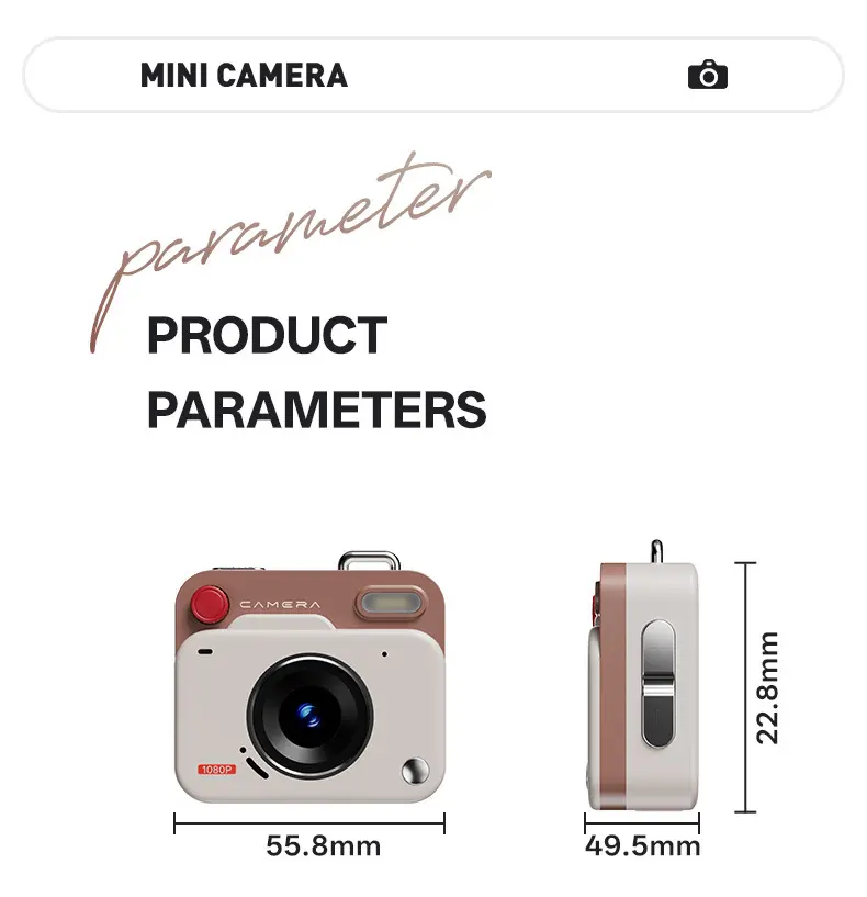 Mini Camera, Retro Appearance, HD 1080P, Built - in 400mAh Battery, Easy to Hang