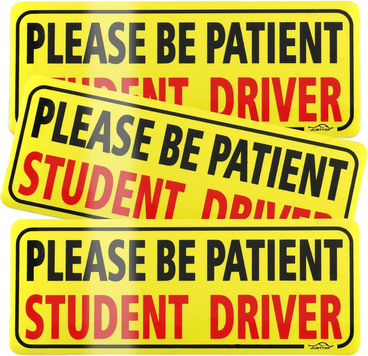 3PCS Student Driver Magnet for Car – Reflective "Please Be Patient" Magnetic Safety Sign, Removable Rookie Driver Bumper Sticker, Black & Red