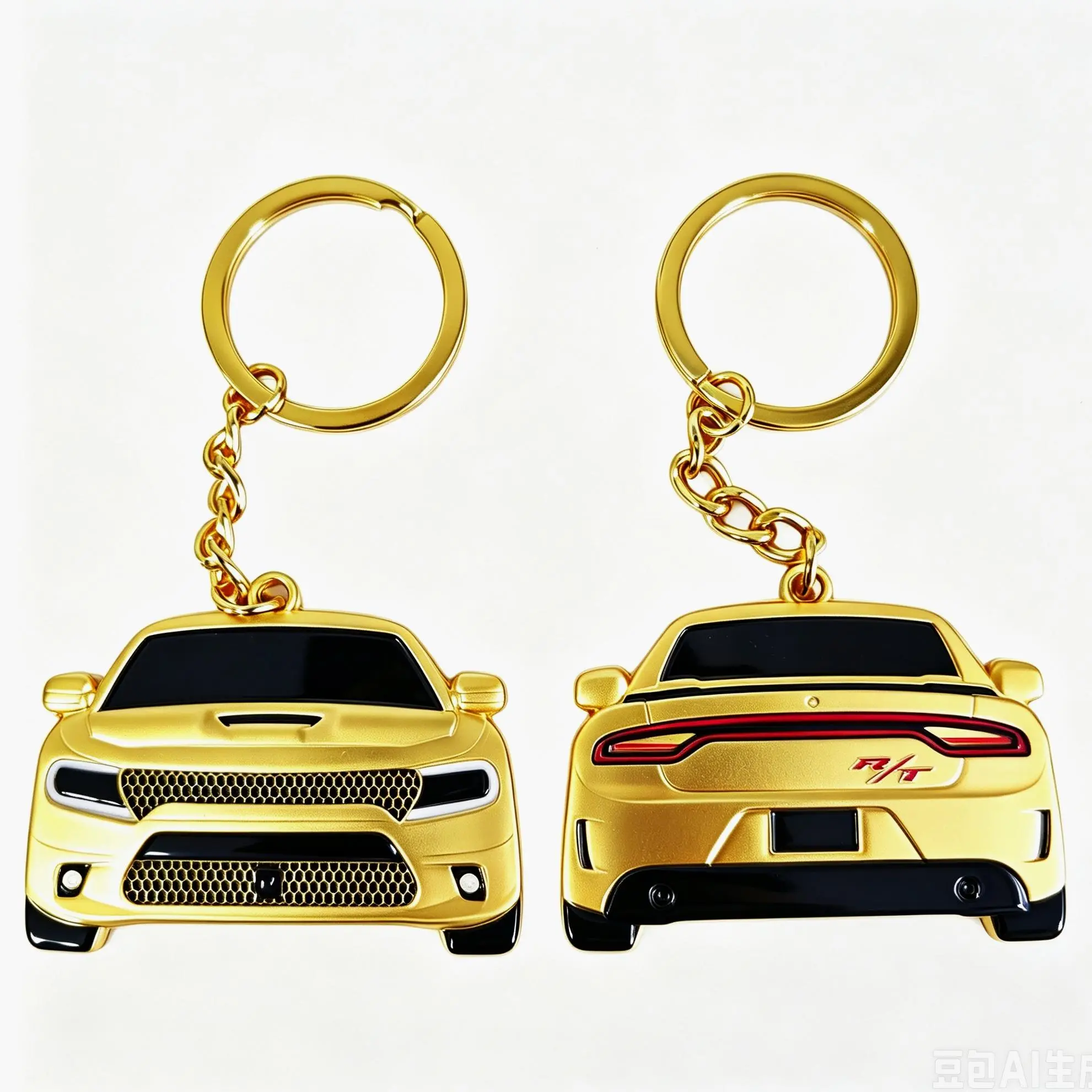 Metal 2-Sided Dodge Charger & Chrysler 300 Keychain - 2.2x1.5 in Automotive Car Exterior Decoration Accessory, Unique Gift for Car Enthusiasts, Key Tag
