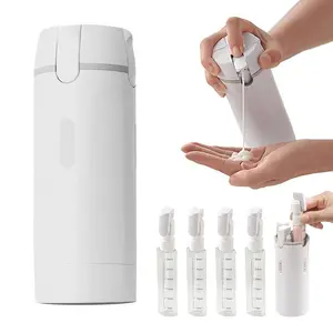 4 in 1 Travel Dispenser Bottle Set, TSA Approved Leak Proof Refillable Toiletry Containers with 4x30ML Bottles, Portable Shampoo Lotion Conditioner Cream Organizer for Travel Camping Gym Vacation, Gift for Women Men Travelers
