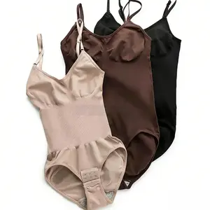 3PC Womens Seamless Bodysuits Tummy Control Shapewear Multicolor Basic Fabric Minimalist Style Everyday Compression