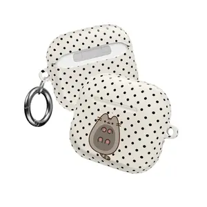 Pusheen Cat AirPods Case – Cute Polka Dot Kawaii Design Cover, Funny Fat Kitty Silicone Case for Girls Women, Aesthetic Y2K Accessory, Case for AirPods Pro/Pro 2, AirPods 1/2/3/4 – Trending Gift Idea