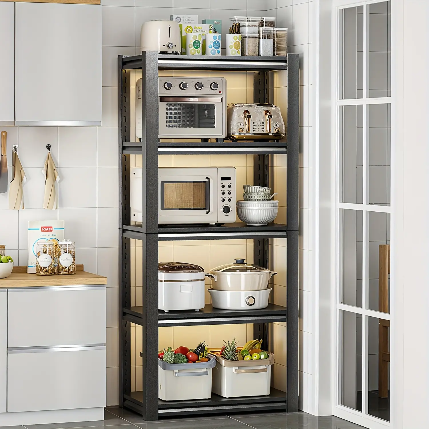 Enclosed Storage Rack 5-Tier Storage Shelving, 2000 LBS Heavy Duty Garage Rack, Kitchen Baker ...