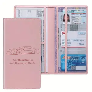 Car Registration & Document Holder, PU Leather Car Registration & Document Holder, Multi-grid Car Interior Accessories for Card, License & Document, Wallet, Organizer