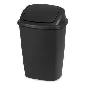 Kitchen Trash Can 7.5 Gallon Plastic Swing Top Garbage Bin Black for Home Use