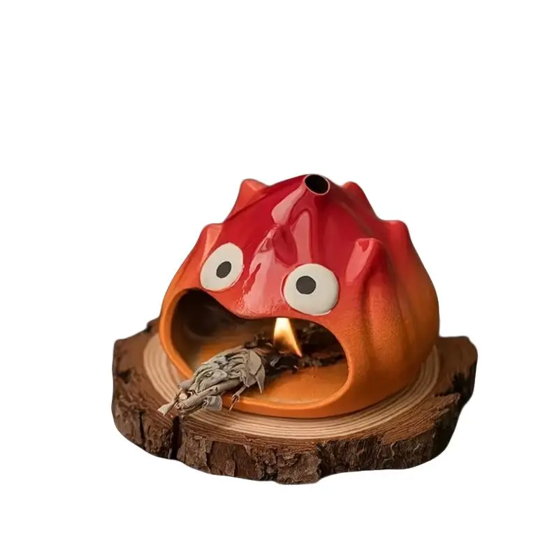 Flame Shape Incense Burner - Incense Holder Handmade Ceramic Sage Burner Aroma Blend Scented Calming Home Fragrance Products, Zen Style No Power/Battery Needed, Cute Desktop Decoration & Home Ornament, Perfect Gift for Friends/Family