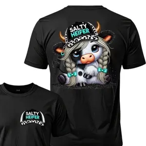 Salty Heifer Cow Summer Graphic Tee  Streetwear Top Casual T-shirt Shortsleeve Crewneck