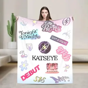 Katseye Kpop Music Plush Blanket Ultra Soft Flannel Cozy Warm Bedroom Couch Sofa Lounge Throw Decor Decorative Throw Perfect Birthday Gift Christmas Gift for Kpop Fans Teens Girls Women Men Dream Academy Spring Autumn Style