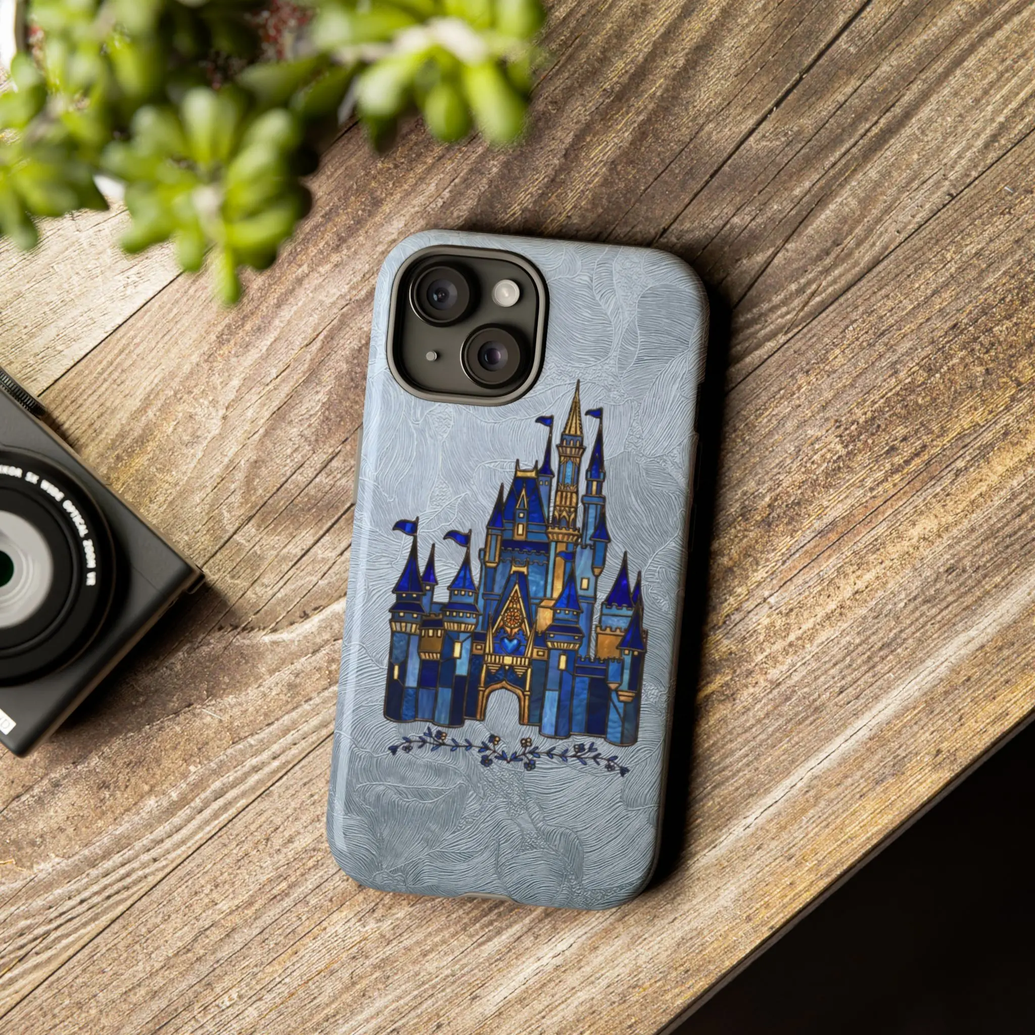 Blue Fairytale Castle phone case | enchanted castle phone case | Stained Glass Cinderella Phone Case