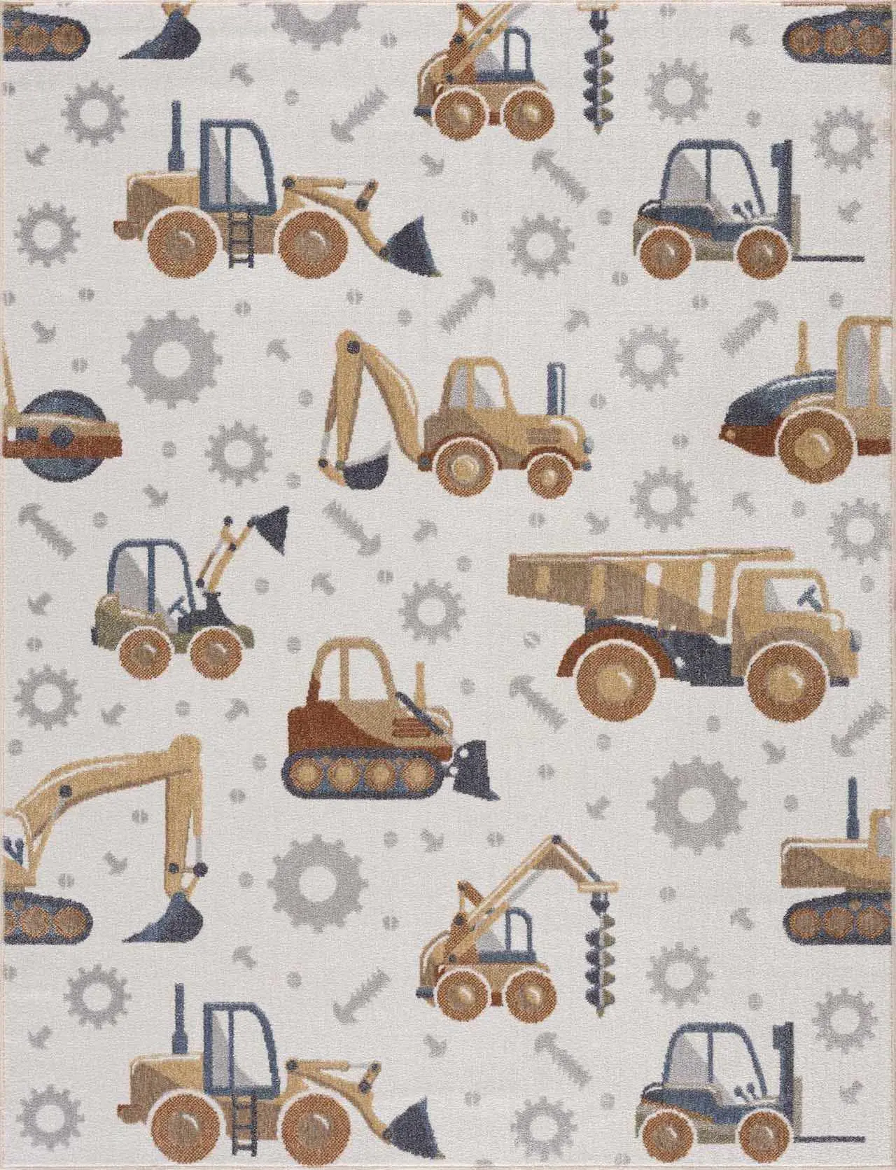 Kids' Construction-Themed Washable Area Rug for Bathroom, Dining Room, Kitchen, Outdoor Use, Kids Area