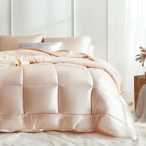 Queen Comforter Set Champagne, Reversible Microfiber Comforter Set for All, 3 Pieces Non-Slip Soft Bedding Sets with 1 Comforter (90"x90") and 2 Pillowcases (20"x26")