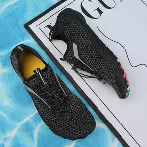 Men's & Women's Quick-Dry Packable Aqua Socks - Ultra-Light Barefoot Water Shoes with Elastic Collar, Grippy Rubber for Beach, Pool, Yoga, Surfing, Snorkeling, Travel, Non-slip Men