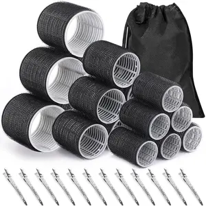 Heatless & Blow Dryer-Assisted Hair Rollers and Clips Set - 30 Multi-Size (3 Sizes) Rollers, 12 Self-Grip Clips, Storage Bag, Comb, Salon-Quality Haircare Tool for Volume, Youthful Look, All Hair Types