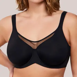 Minimizer Bra for Women Full Figure, Unlined Cupro Mesh Bra with Underwire, No Back Fat Seamless Everyday Bra