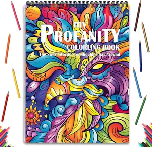 Swear Words Coloring Books Cuss Words for Adult Spiral Bound Page One Sided Design, Funk Coloring Pages with Stress Relieving 24 Colorful Coloring Pages Coloring Book of Cuss Words Gag Gift for Friend