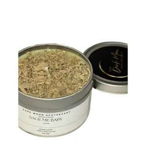 Dark Moon Apothecary Sage Me Baby 8oz Soy Wax Candle with Gold Glitter Handmade Decorative Ornament for Sage Scented Aroma
