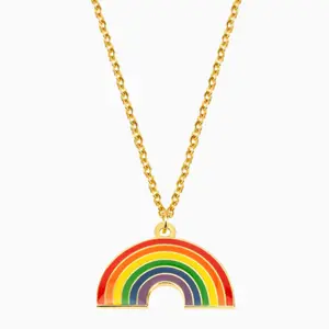 Rainbow Necklace with Colorful Pendant and Chain