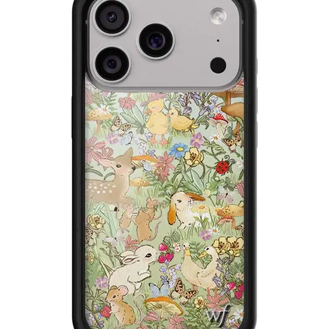 Wildflower x Taylor Giavasis Collab Limited Edition Handmade Animal Floral Furry Protective Shockproof Cellphone Case - Durable Rubber Raised Black Bumper, Women's Small Business Casing Cover Accessory, Gift for Her
