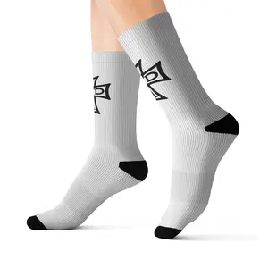 Savage Dad Apparel Compass Socks | Minimal Crew Socks for Men | Christian Streetwear Accessory | All-Over Print Novelty Gift