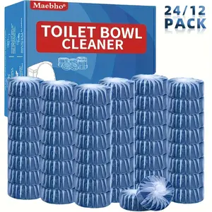 12PCS or 24PCS Toilet Cleaning Blocks — Auto-Cleans with Every Flush, Soluble Film, No Residue, Safe & Effective Household Cleaning Packets Cleaner