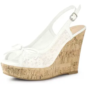 BLISSFUL STEP Lace Platform Wedge Heel Sandals
