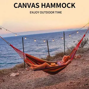 Outdoor Travel Hammock Bed, Casual Canvas Indoor & Outdoor Use, Single/double Person Wide Design, Perfect for Relaxing, Canvas Camping Hammock