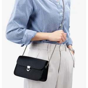 1pc Women Mini Square Crossbody Bag, timeless Textured Shoulder Bag with Silver Chain & Buckle, Fashion Versatile small handbag for Shopping and Party