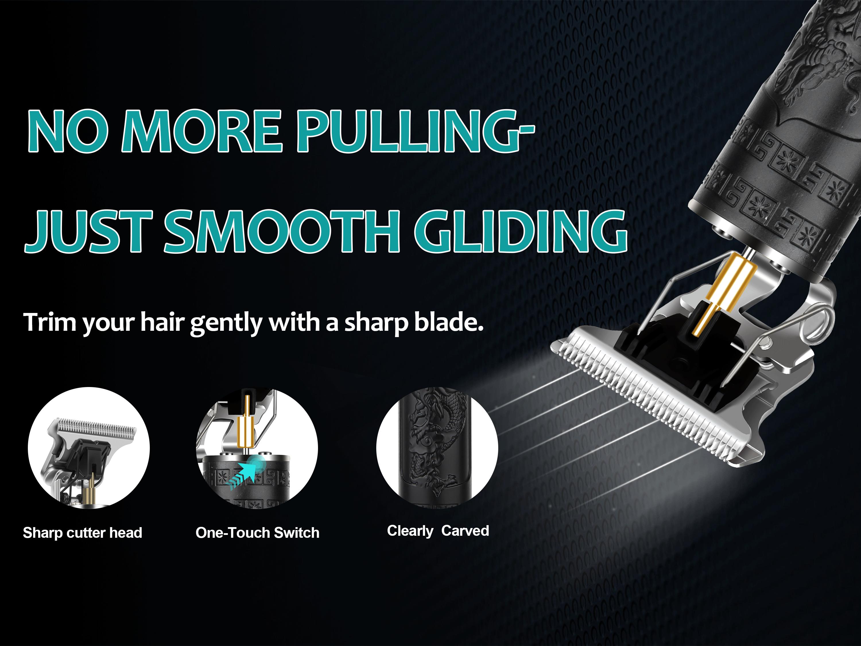 LQT Professional Dragon Engraved Hair Trimmer for Men, Cordless T-Blade Beard Trimmer & Edger, Rechargeable Hair Clipper for Fades, Edges & Grooming