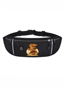 Cute cartoon dinosaur hatching Jurassic Park pattern cycling waist pack, multi-functional storage bag, perfect for outdoor enthusiasts.