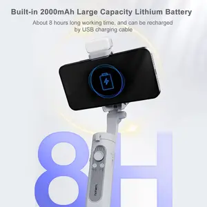 hohem iSteady XE 3-Axis Smartphone Gimbal Stabilizer Portable Phone Vlog Gimbal Anti-shake with Magnetic LED Fill Light Mini Tripod 280g Load Capacity Replacement for iPhone 14/13/12/11 Android Smartphones