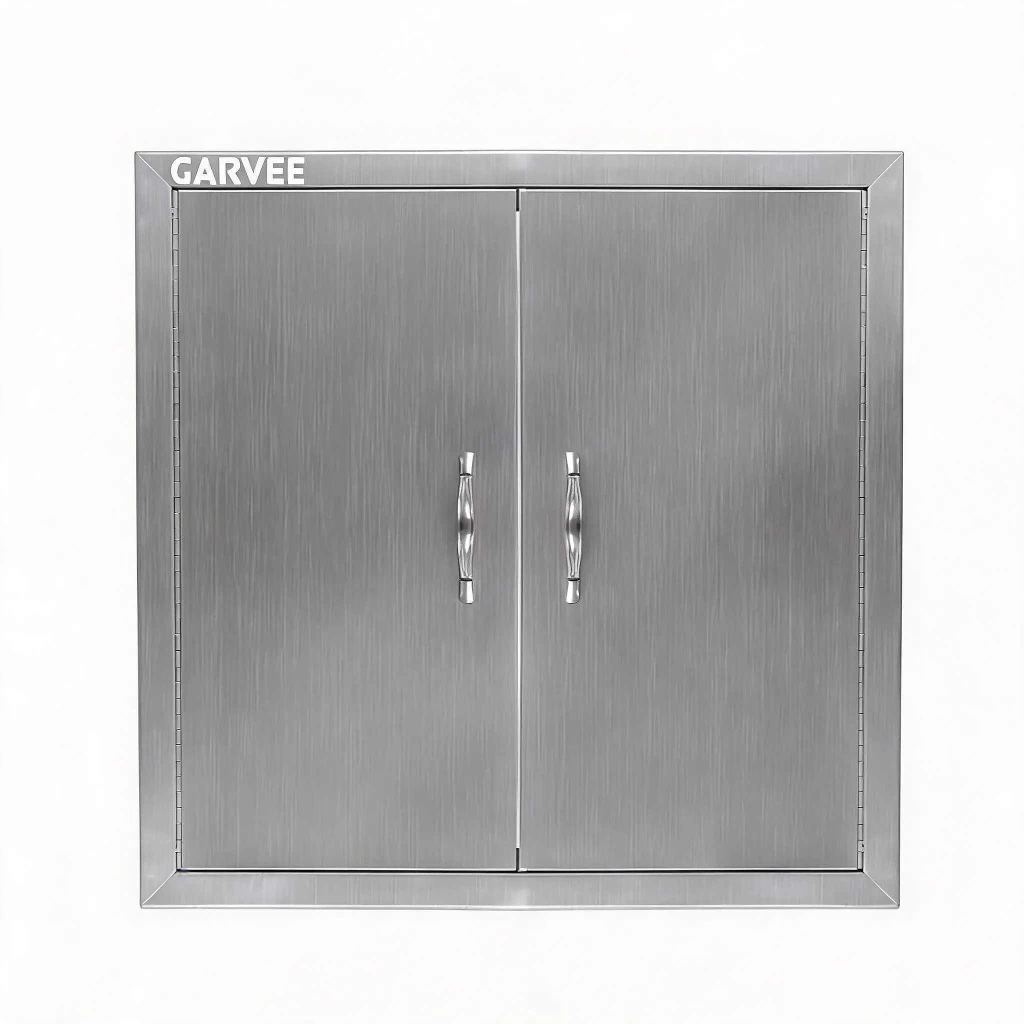 Outdoor kitchen doors, 24" W x 24" H rust-resistant stainless steel double-access door, weatherproof storage, flush mount for outdoor kitchens and BBQ islands