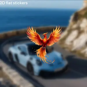A festive car sticker featuring a brightly colored phoenix design- a durable sticker suitable for cars, bicycles, laptops, water bottles, and refrigerators, perfect for celebrations and special occasions!