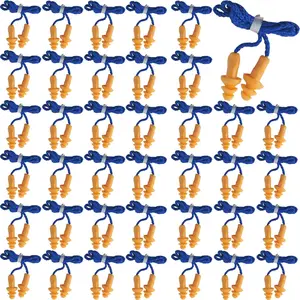 100 Pairs Corded Ear Plugs Reusable Silicone Earplugs Sleep Noise Cancelling for Hearing Protection