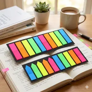 Waterproof Anti-Curl Fluorescent Index Tabs, 200pcs Removable Sticky Notes for Study & Office. Color Coding Highlighters, Perfect for Review, Exams, Planning & Journal Decoration.