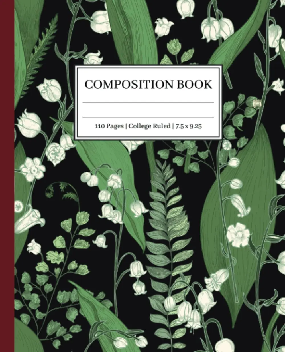 Green Vintage Floral Composition Notebook: Floral Aesthetic | College-Ruled | For School, College, Work
