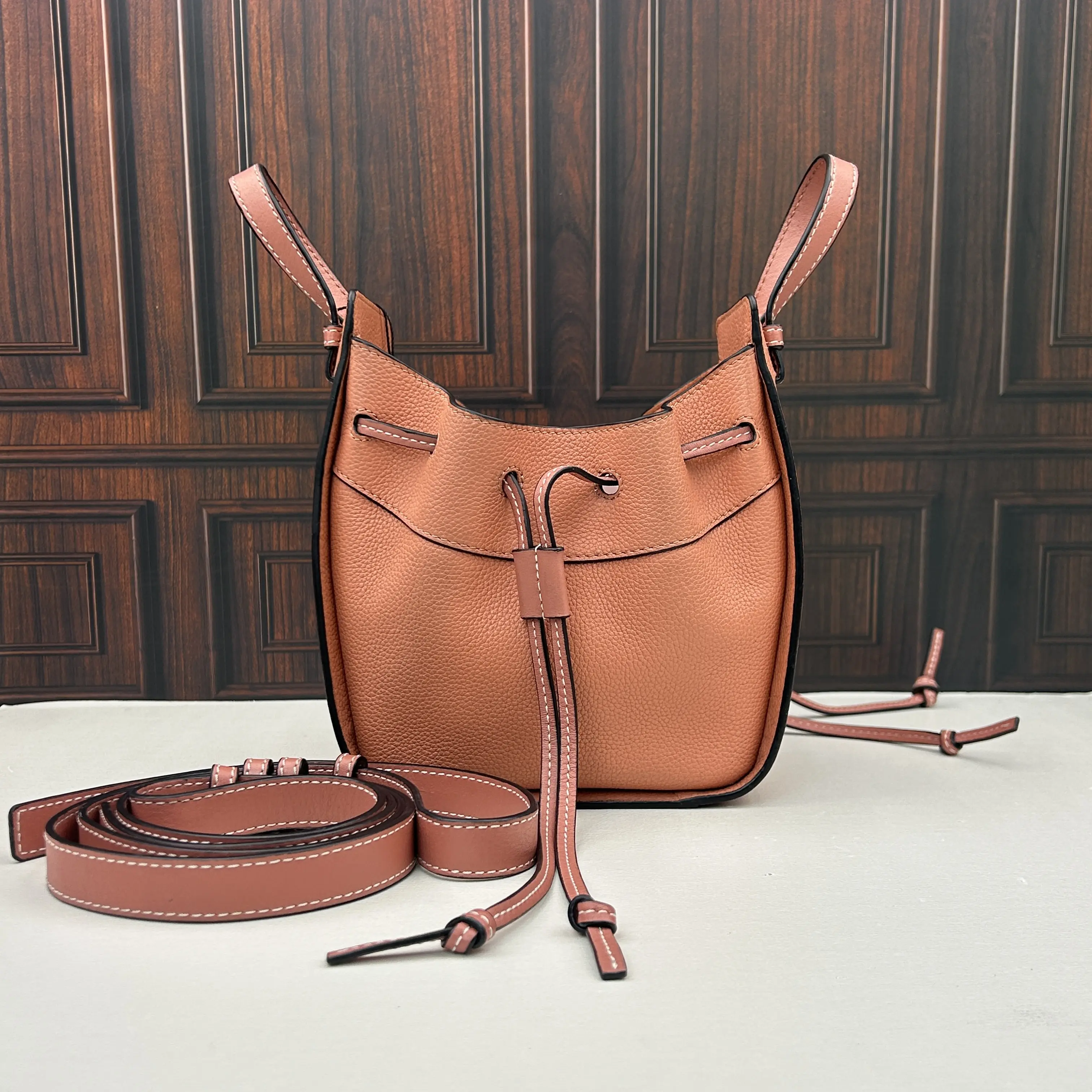 Pre-owned Loewe Hammock Mini Orange Mini Drawstring Bucket Hobo Bag 888