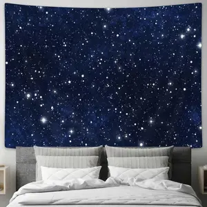 80 x 60 Inch Night Sky Stars Tapestry Wall Hanging, Dark Blue Galaxy Universe Space Room Wall Art Tapestries, Starry Sky Cosmic Fantasy Abstract Aesthetic Wall Tapestry for Bedroom Livingroom Office Dorm