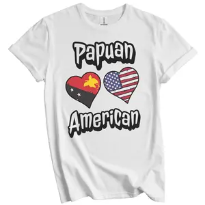 Papuan American Flag Hearts Combo Papua New Guinea T-Shirt