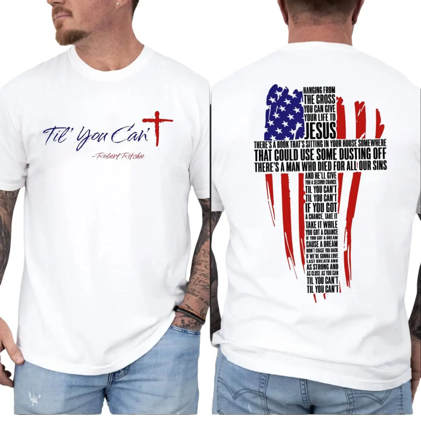 Til You Can't Cross T Shirt, Kid R0ck Sweatshirt, 2 Sided American Flag Christian Shirt, Patriotic Religious Graphic Hoodie, Unisex Sweater Pullover Tee